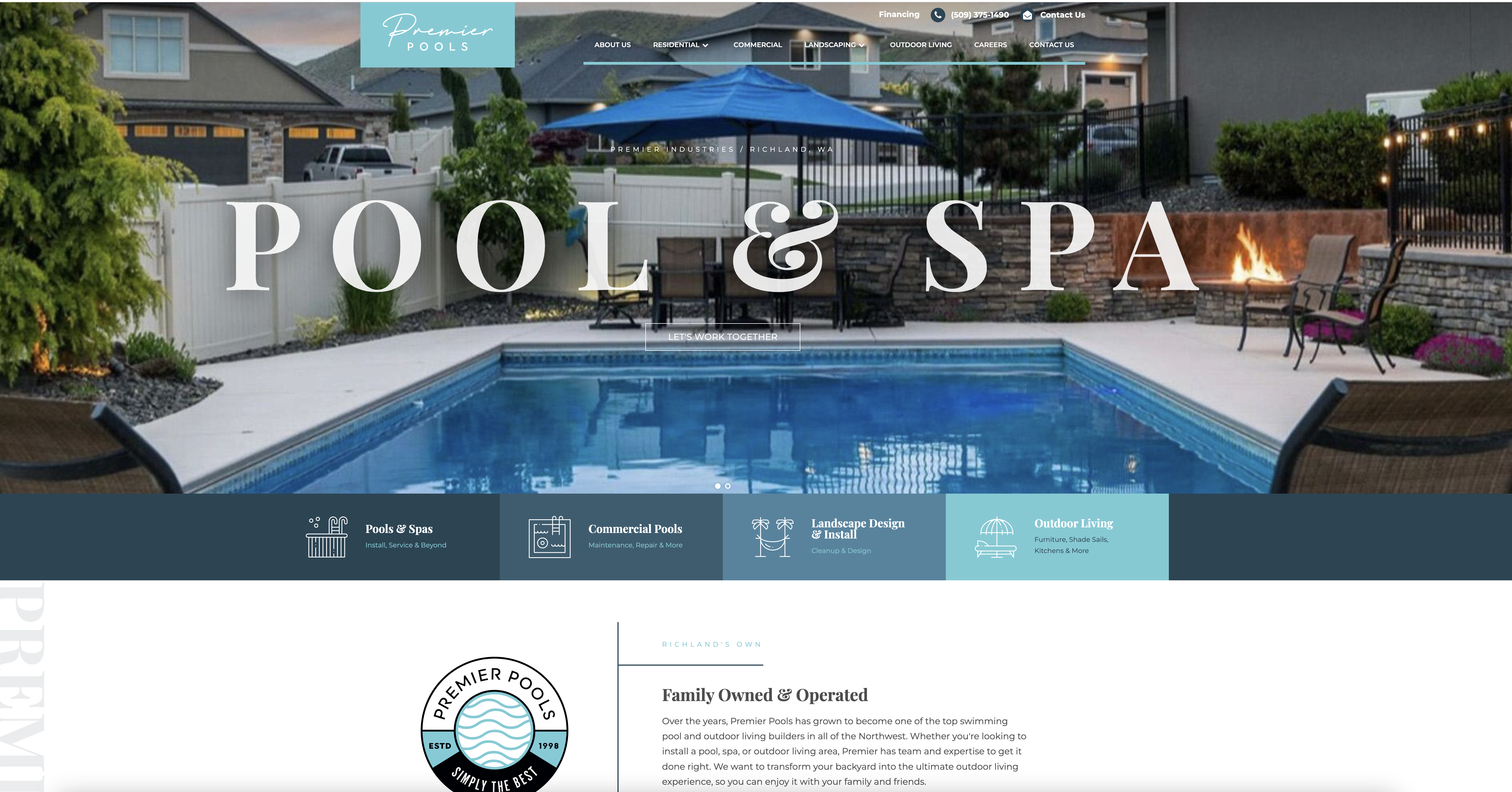 Premier Pools Web Design Sample